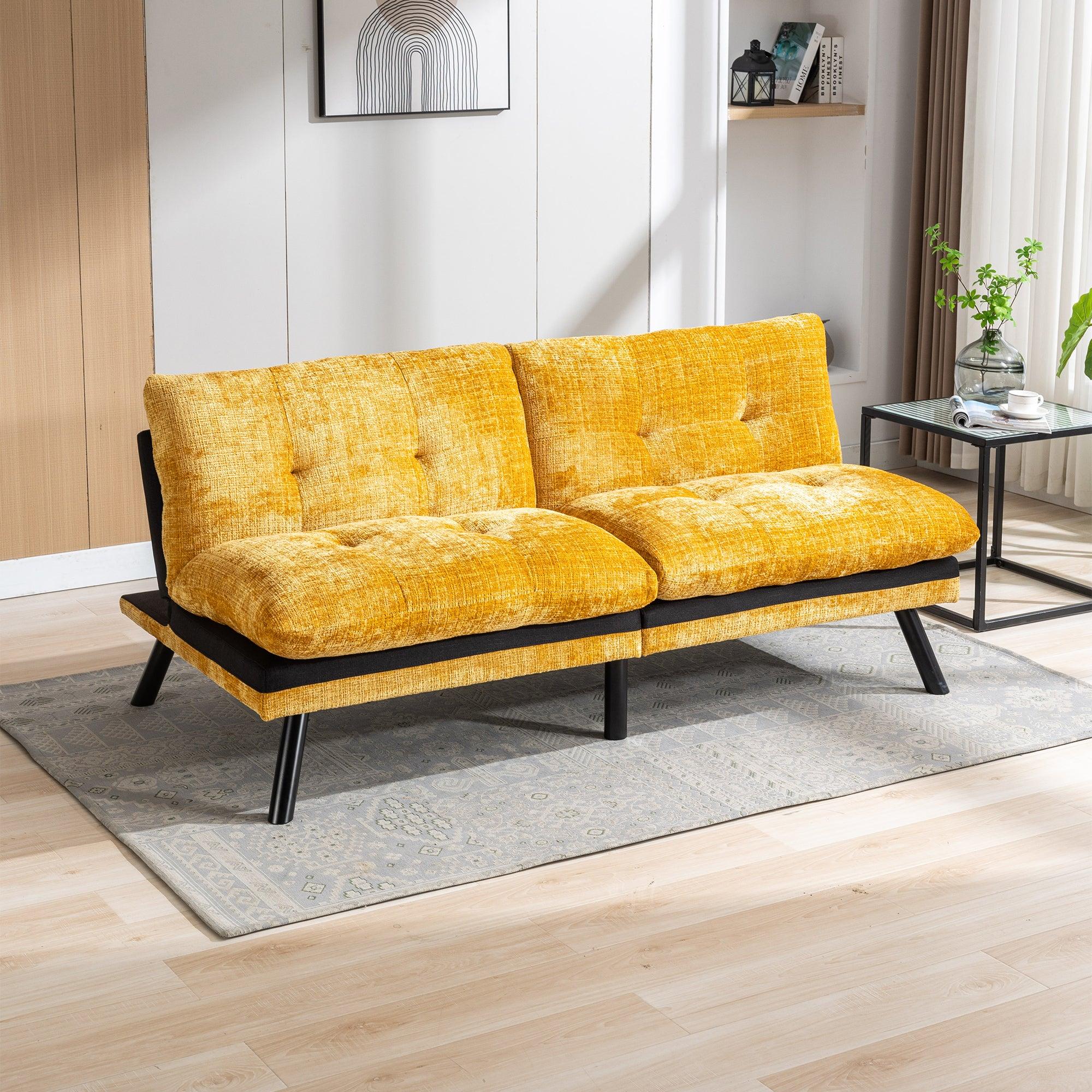 🆓🚛 Lamcham 24Yw Convertible Adjustable Lounge Couch Sofa Bed - Yellow