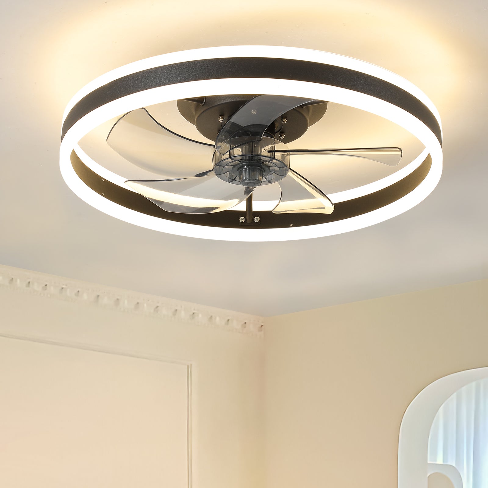 🆓🚛 6-speed Ceiling Fan, Dimmable LED Lights, Remote Control, Black