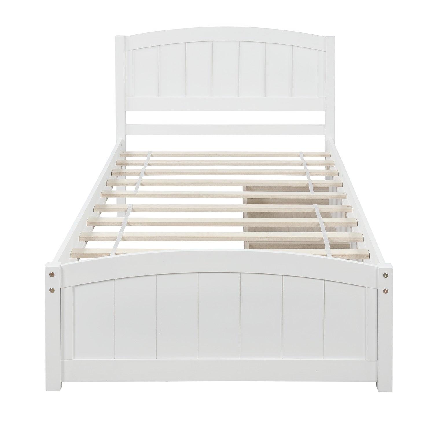 🆓🚛 Twin Size Platform Bed With Two Drawers, White